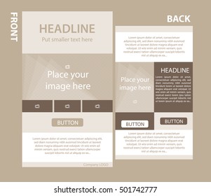 Newsletter corporate vector template with front and back layout