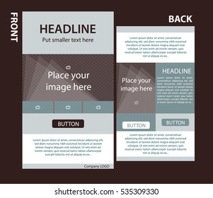 Newsletter corporate vector template with front and back layout