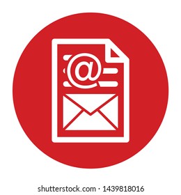 Newsletter document page icon vector isolated on flat red round button illustration