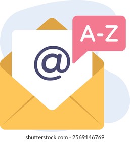 Newsletter Email auto Translator concept, Notary Public mail vector icon design, International Day of Language symbol, Linguistic diversity sign, Bilingualism Polyglot stock illustration