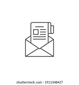 Newsletter in envelope icon, color, line, outline vector sign, linear style pictogram isolated on white. Symbol, logo illustration