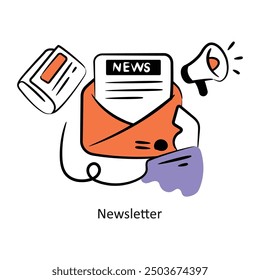 Newsletter  filled outline Style Design Vector Stock illustration. 