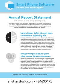 Newsletter with graphs, diagram, quote, copy and headline