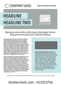 Newsletter with headline, logo, copy and picture box