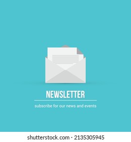 Newsletter Icon Design on Color Background.	