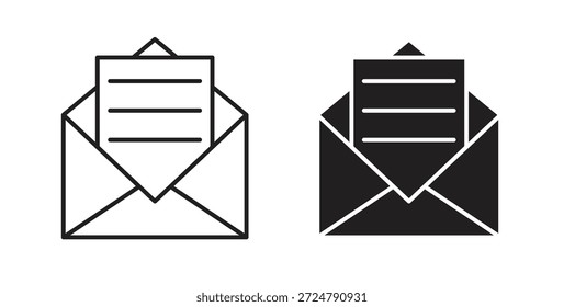 Icono de boletín en diseño de línea y colores sólidos en blanco y negro para diseños