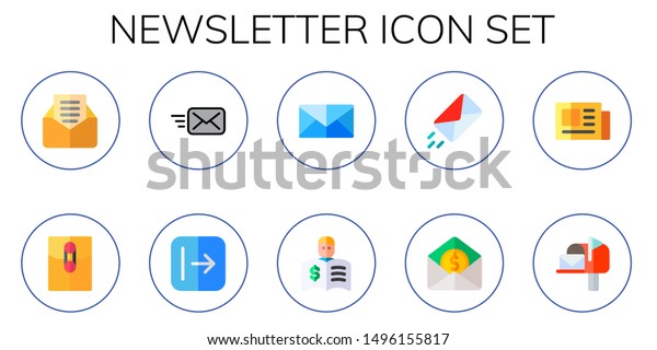 Newsletter Icon Set 10 Flat Newsletter Stock Vector Royalty Free