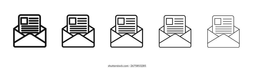 Icono de boletín de noticias Vector esquema conjunto ilustración signo