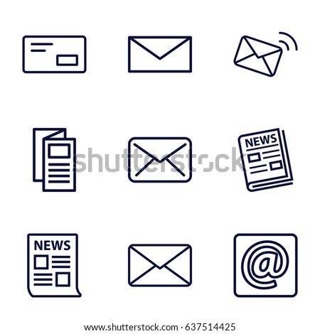newsletter icons set set 9 newsletter stock vector royalty free newsletter outline