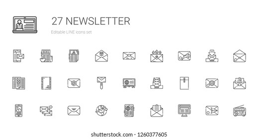 newsletter icons set. Collection of newsletter with news, email, envelope, mail. Editable and scalable newsletter icons.