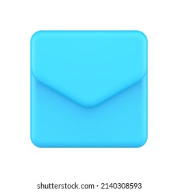 Newsletter incoming message glossy blue envelope front view realistic 3d icon vector illustration. New email internet inbox correspondence notification website interface information chat button