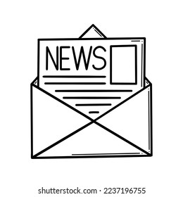 Newsletter line vector icon. Outline email. Envelope with letter vector sign, linear style pictogram isolated on white. 