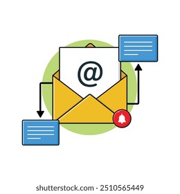 Newsletter with Notification Sign Vector Illustration. Mail Marketing Concept Design