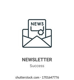 Newsletter outline vector icon. Thin line black newsletter icon, flat vector simple element illustration from editable success concept isolated stroke on white background