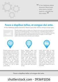 Newsletter with quote, copy, icons, and gears