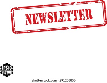 Newsletter red square grunge textured stamp isolated on white background. Vector