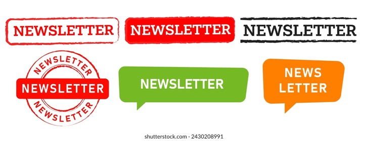 newsletter speech bubble rectangle and circle red stamp label sicker announcement business