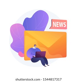 Newsletter subscription. Modern pastime, online news reading, internet mail. Spam advertisement, phishing letter, scam idea design element. Vector isolated concept metaphor illustration