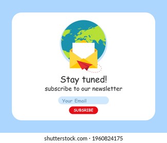 Newsletter subscription template. Email submission form for website. Vector design