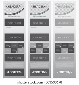 Newsletter template for business or non-profit organization, monochrome, grey theme