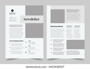 Newsletter Template Layout with Red Accents, Journal Design, Vector