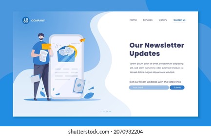 Newsletter update illustration on website page template