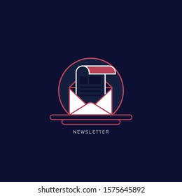 NEWSLETTER vector, envelope and paper icon
