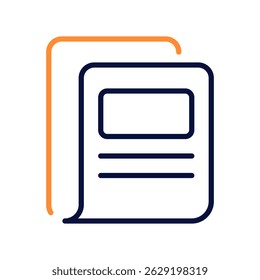 Newsletter Vector Icon for Business Paperwork and Email Campaigns. Office document icon, email list and communication. Line Duo Tone Icon