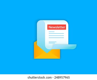 Newsletter vector illustration isolated on blue background