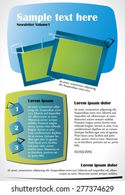 Newsletter or website template design. Can be used in business and non-profit organizations. Colorful illustration.