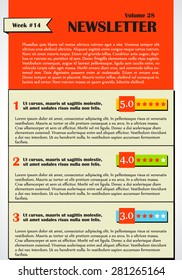 Newsletter or website template design. Can be used in business and non-profit organizations. Colorful illustration.