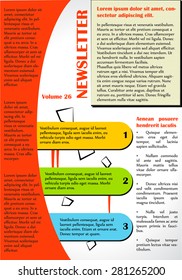 Newsletter or website template design. Can be used in business and non-profit organizations. Colorful illustration.