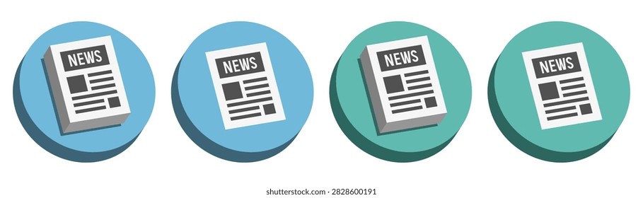 Newspaper 3d icon set. Vector isometric hand-drawn icons.