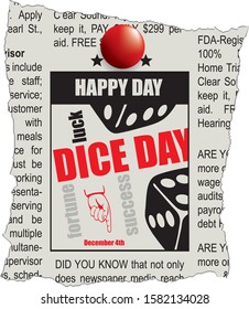 A newspaper ad is the lucky day for the December Dice Day event.