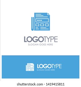 Newspaper, Ad, Paper, Headline Blue Solid Logo with place for tagline