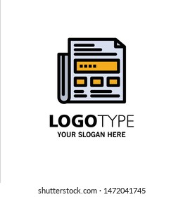 Newspaper, Ad, Paper, Headline Business Logo Template. Flat Color