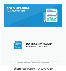 Newspaper, Ad, Paper, Headline SOlid Icon Website Banner And Business Logo Template