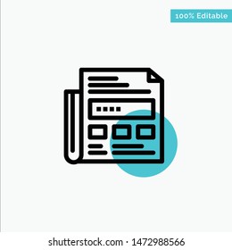 Newspaper, Ad, Paper, Headline Turquoise Highlight Circle Point Vector Icon