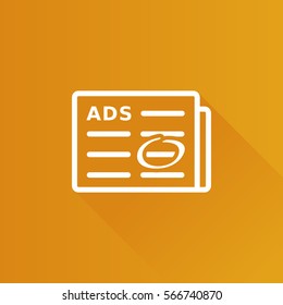 Newspaper ads icon in Metro user interface color style. Traditional promotion advertising