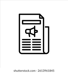 newspaper advertising outline icon. marketing black line illustration.
