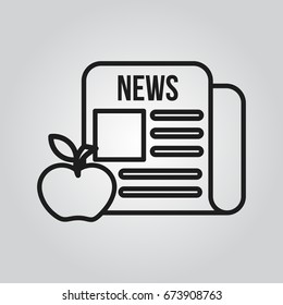 newspaper with apple icon