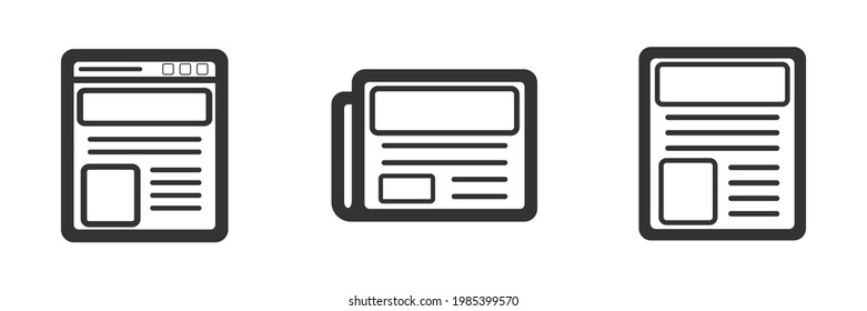 Newspaper, article and blog icon vector isolated on white background. News and events symbol. vector illustration.