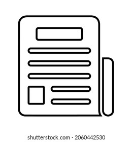 Newspaper, article outline icon. Line art vector.