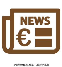 Newspaper from BiColor Euro Banking Icon Set. Vector style: flat, brown symbol, rounded angles, white background.