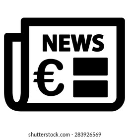 Newspaper from BiColor Euro Banking Icon Set. Vector style: flat, black symbol, rounded angles, white background.