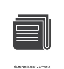Newspaper black filled solid icon.