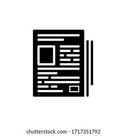 ilustración vectorial de icono negro de periódico