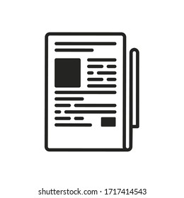 ilustración vectorial de icono negro de periódico
