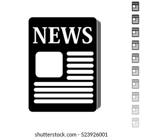 Newspaper - black vector icon and ten icons in  shades of grey
