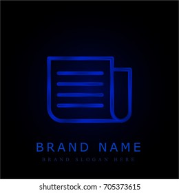Newspaper blue chromium metallic logo